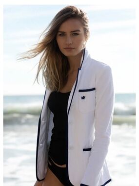 BASK ~Poolside Toweling Blazer white and navy sz. 2